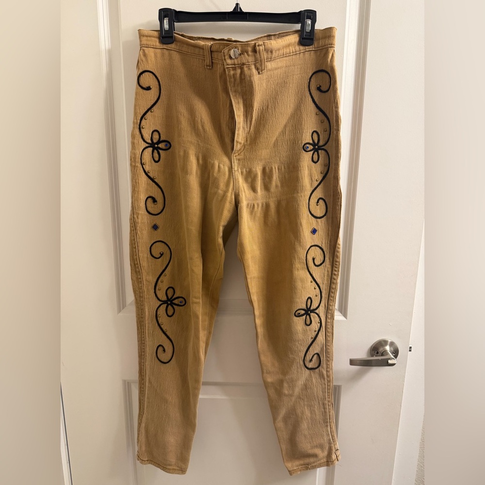 Stylish Tan Embroidered Women’s Pants